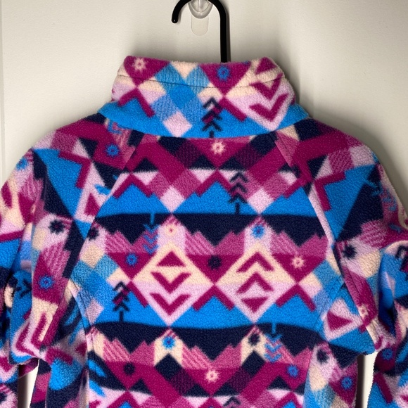 GIRLS COLUMBIA FLEEZE ZIP UP TOP LIKE NEW SIZE SMALL 7/8 PINK BLUE - Picture 6 of 7